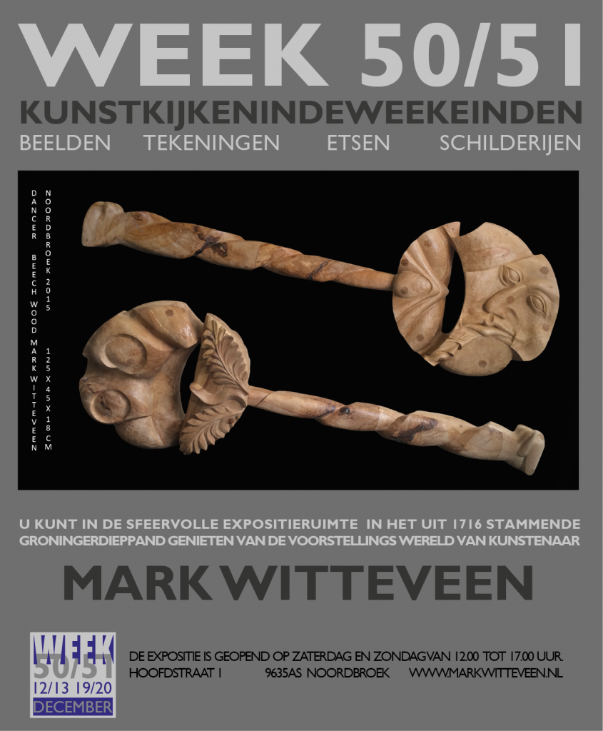 WEEK 50/51 verwijst naar de 2 weekeinden van 12/13 december en 19/20 december waarin de expositie is geopend.